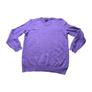 Club Room 2 Ply Cashmere Sweater Mens L(M) NOTE Sizing Purple LS Office Cottage
